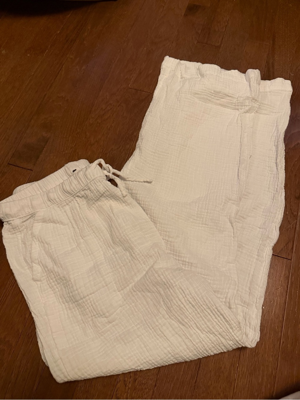 T.J.Maxx White Cotton Drawstring linen pants